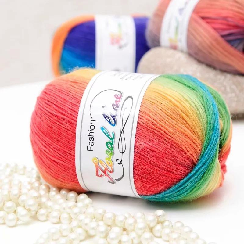 Rainbow Color Thick Warm DIY Crochet Knitting Hand-woven Mil