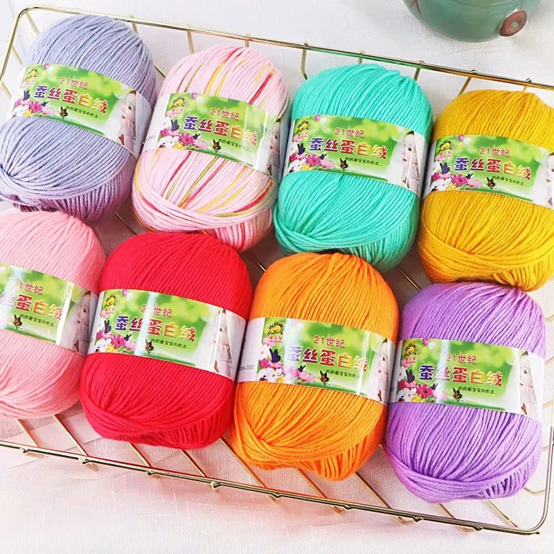 6 Strands Hand-knitted Baby Soft Warm Silk Protein Fleece Kn