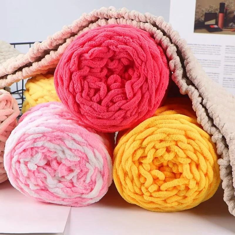 Wholesale Velvet Blanket Yarn 100% Polyester 7CM Fluffy Hand