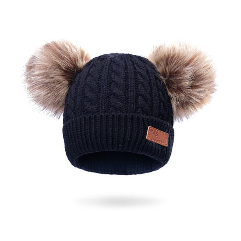 Hot Sell Winter Removable Fur Pom Beanie Fashion Raccoon Bab