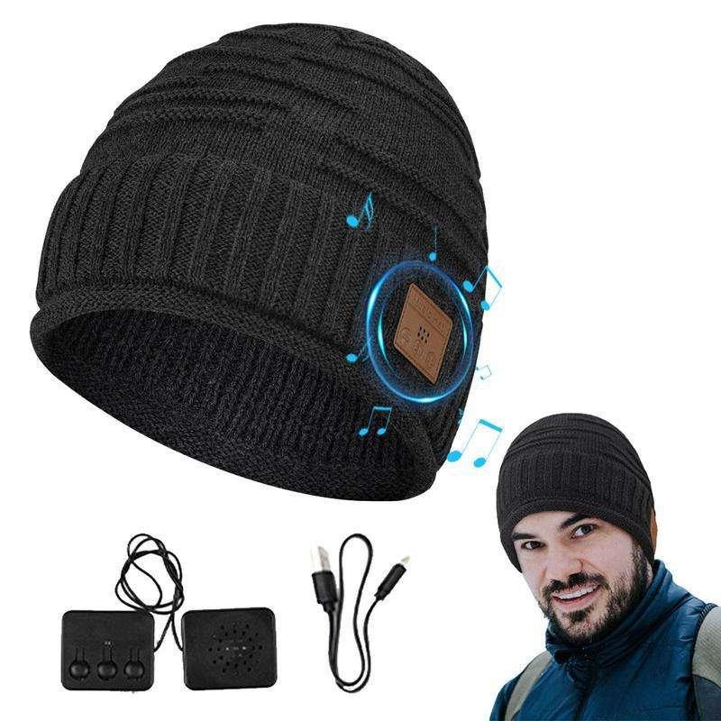 Hot Sale USB Rechargeable Knitted Hood Beanie Hat Blue Tooth